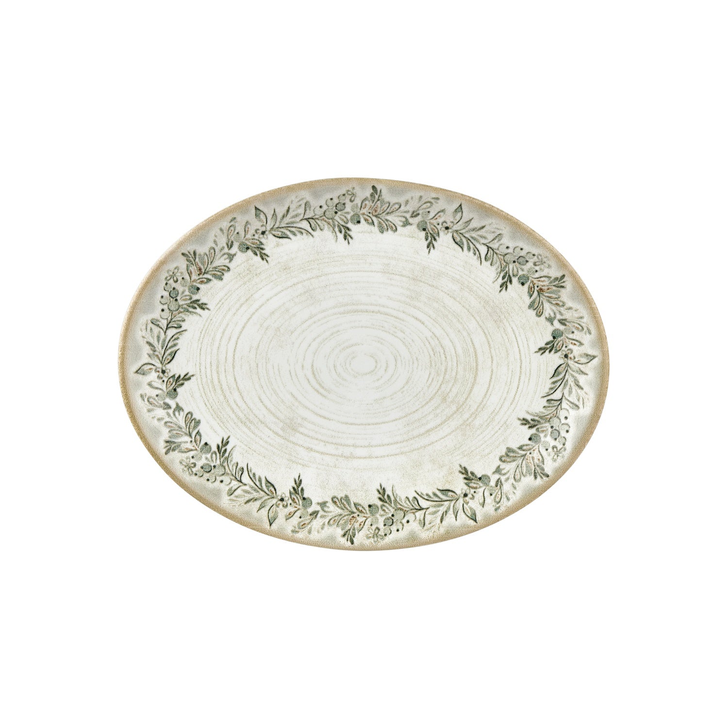 Oliva 14.25" x 11" x h:1.25" Oval Green Vitrified Platter (1 each)