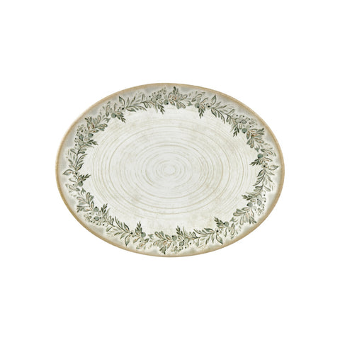 Oliva 14.25" x 11" x h:1.25" Oval Green Vitrified Platter (1 each)