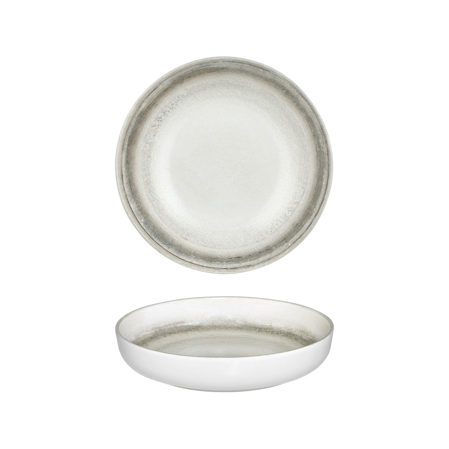 Ephyra dia.10.25" h:2" 59 oz. Round Gray Vitrified Deep Plate (Set of 6)