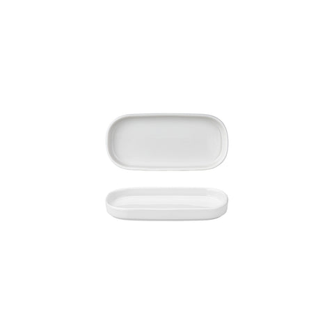 Helix White 7.75" x 3.75" x h:1" Oval Warm White Vitrified Platter (1 each)