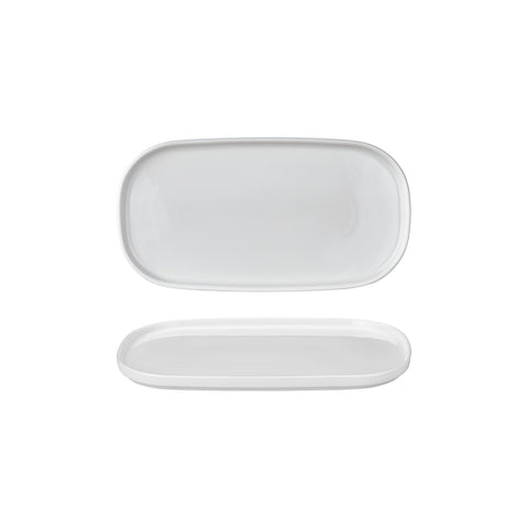 Helix White 11.75" x 6.25" x h:0.75" Oval Warm White Vitrified Platter (1 each)