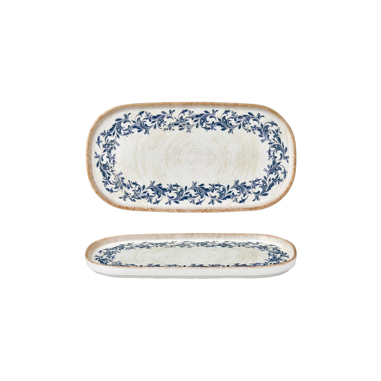 Kario 11.75" x 6.25" x h:0.75" Oval Blue Vitrified Platter (1 each)