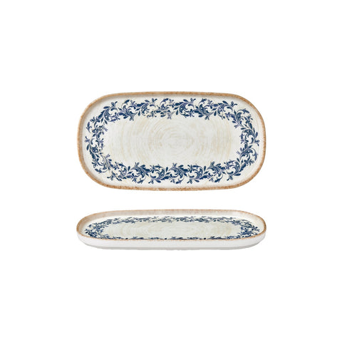 Kario 11.75" x 6.25" x h:0.75" Oval Blue Vitrified Platter (1 each)