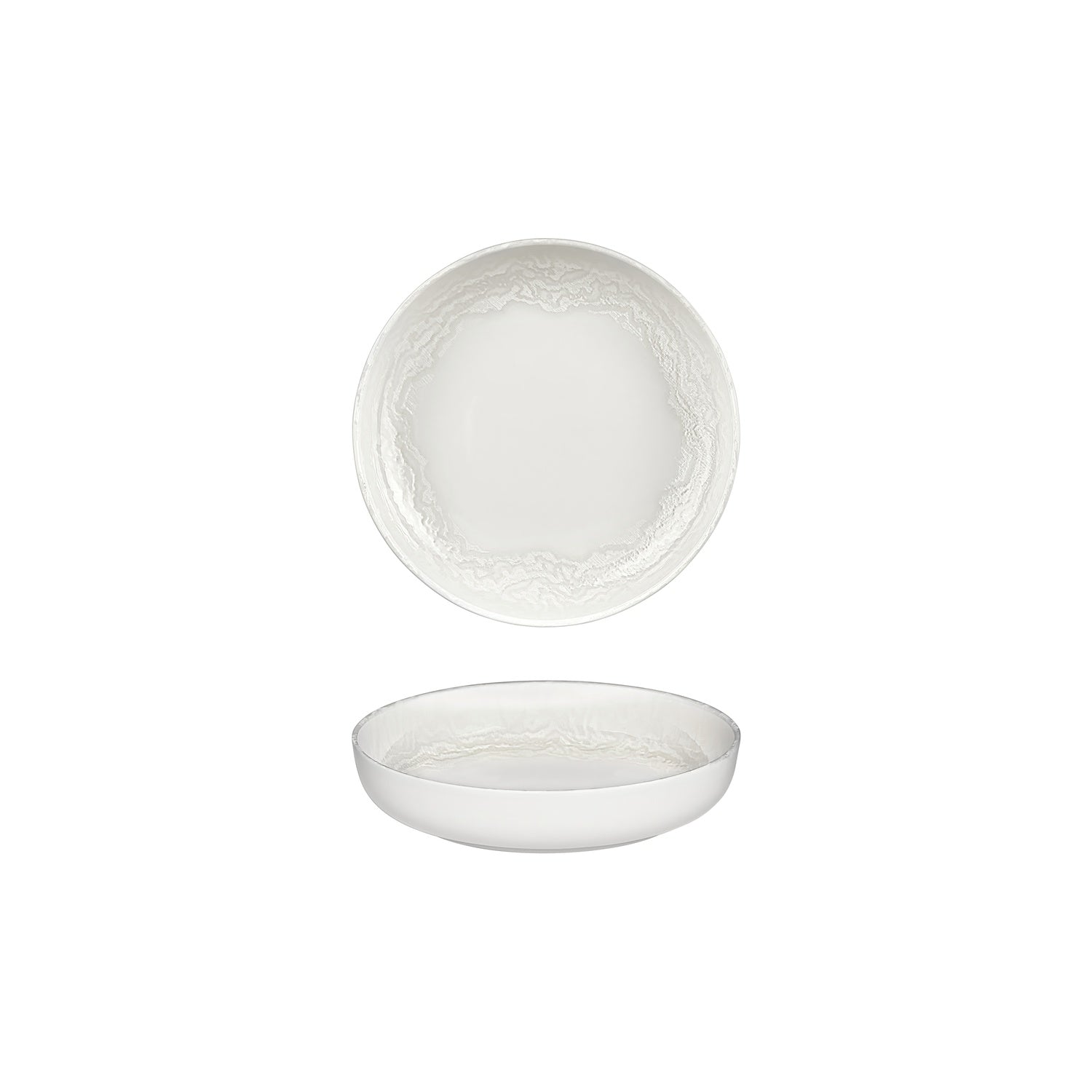 Luzz dia.7.5" h:1.5" 24 oz. Round Warm White Vitrified Deep Plate (Set of 6)
