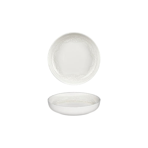 Luzz dia.7.5" h:1.5" 24 oz. Round Warm White Vitrified Deep Plate (Set of 6)