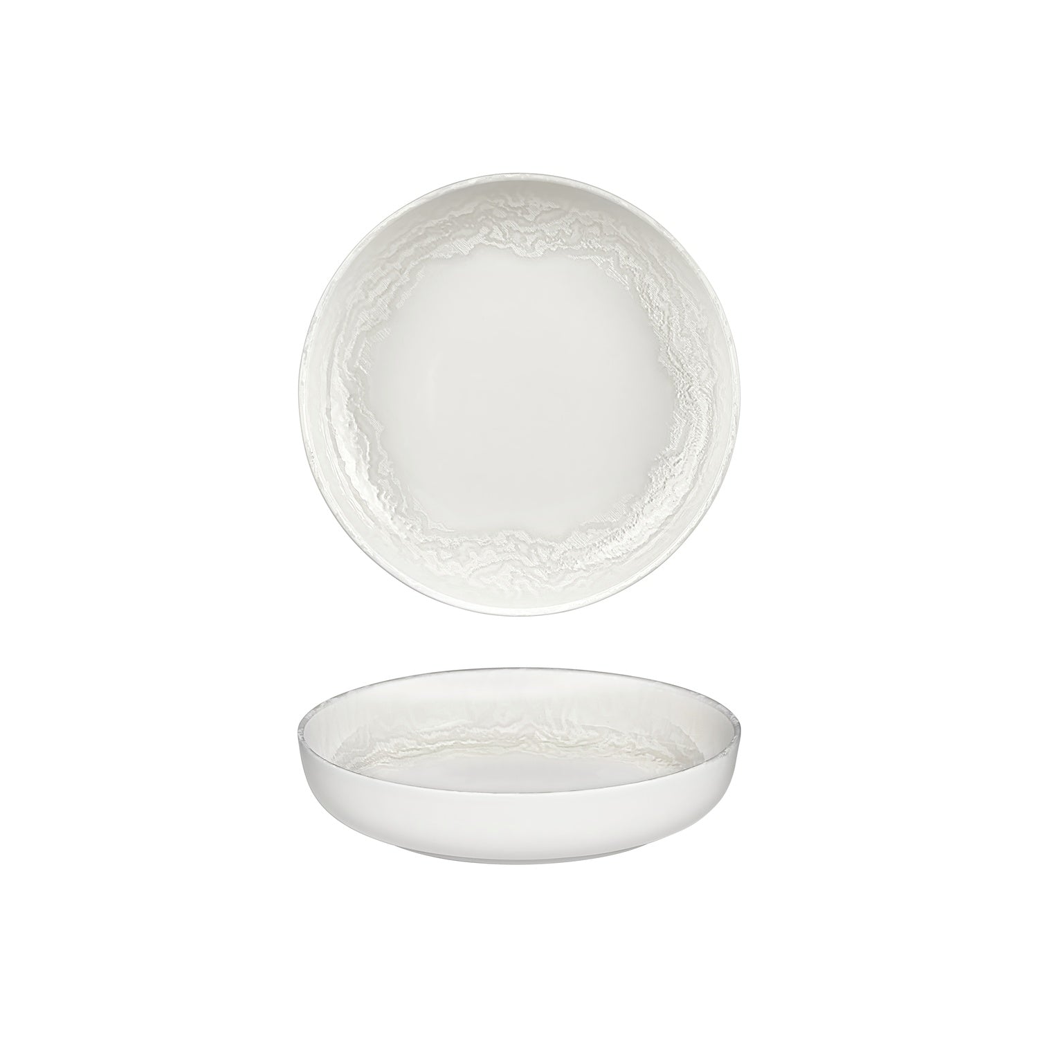 Luzz dia.9" h:2" 42 oz. Round Warm White Vitrified Deep Plate (Set of 6)