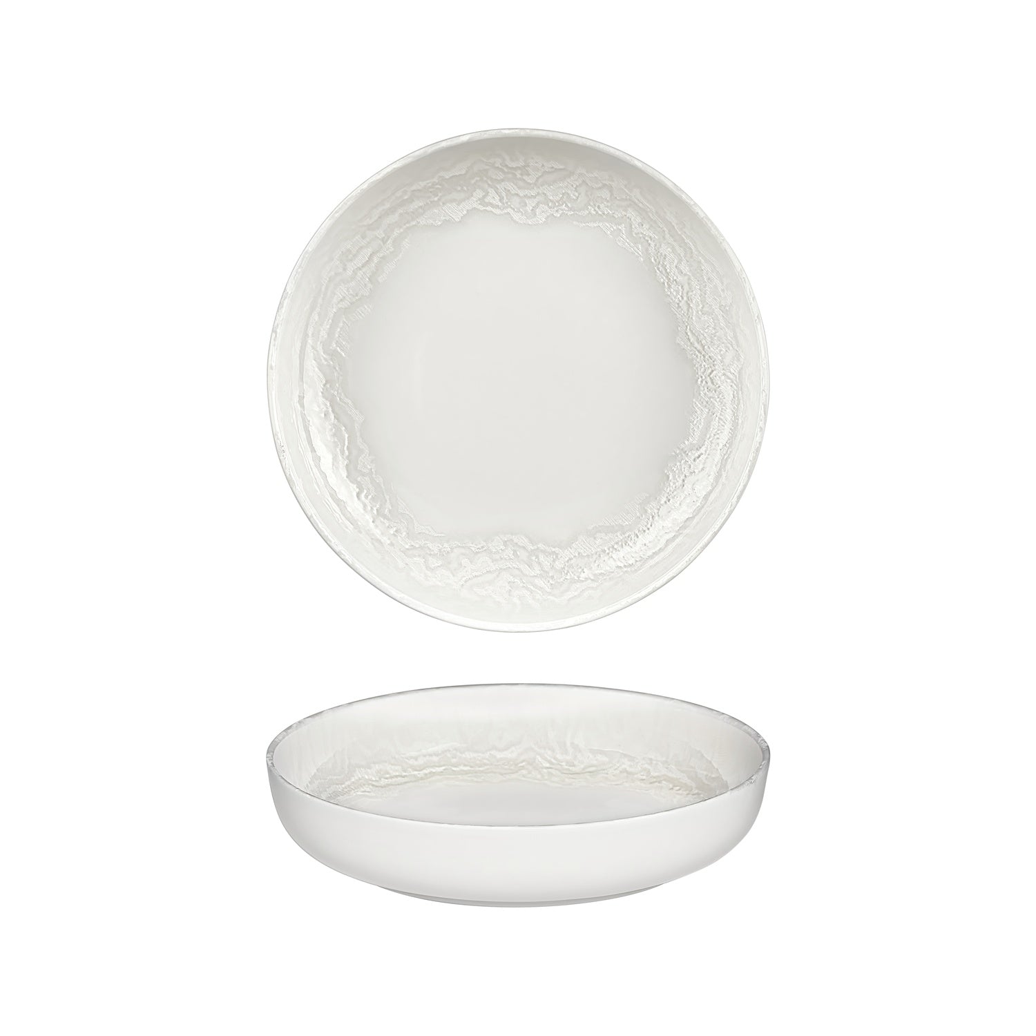 Luzz dia.10.25" h:2" 59 oz. Round Warm White Vitrified Deep Plate (Set of 6)