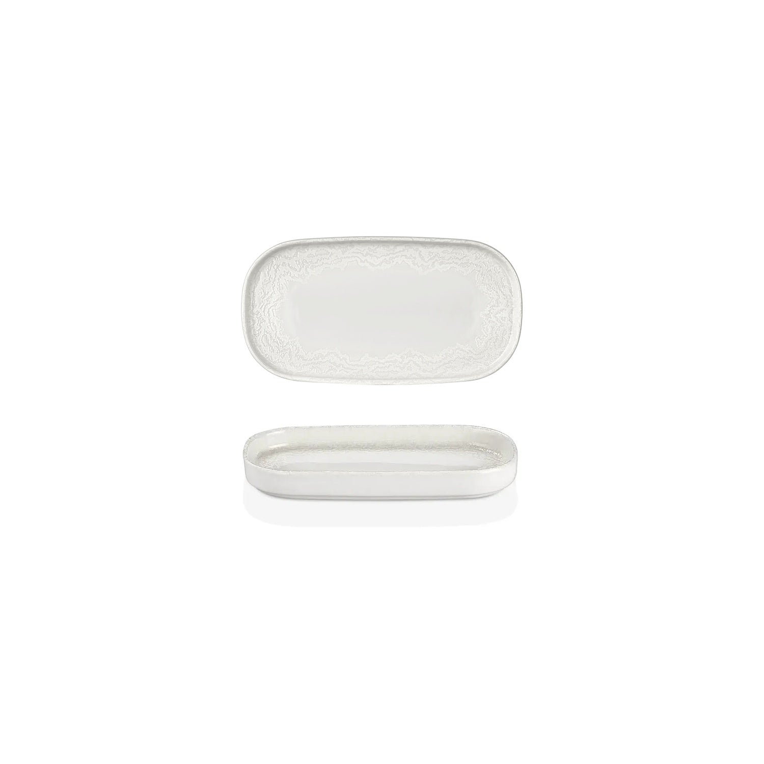 Luzz 7.75" x 3.75" x h:1" Oval Warm White Vitrified Platter (1 each)