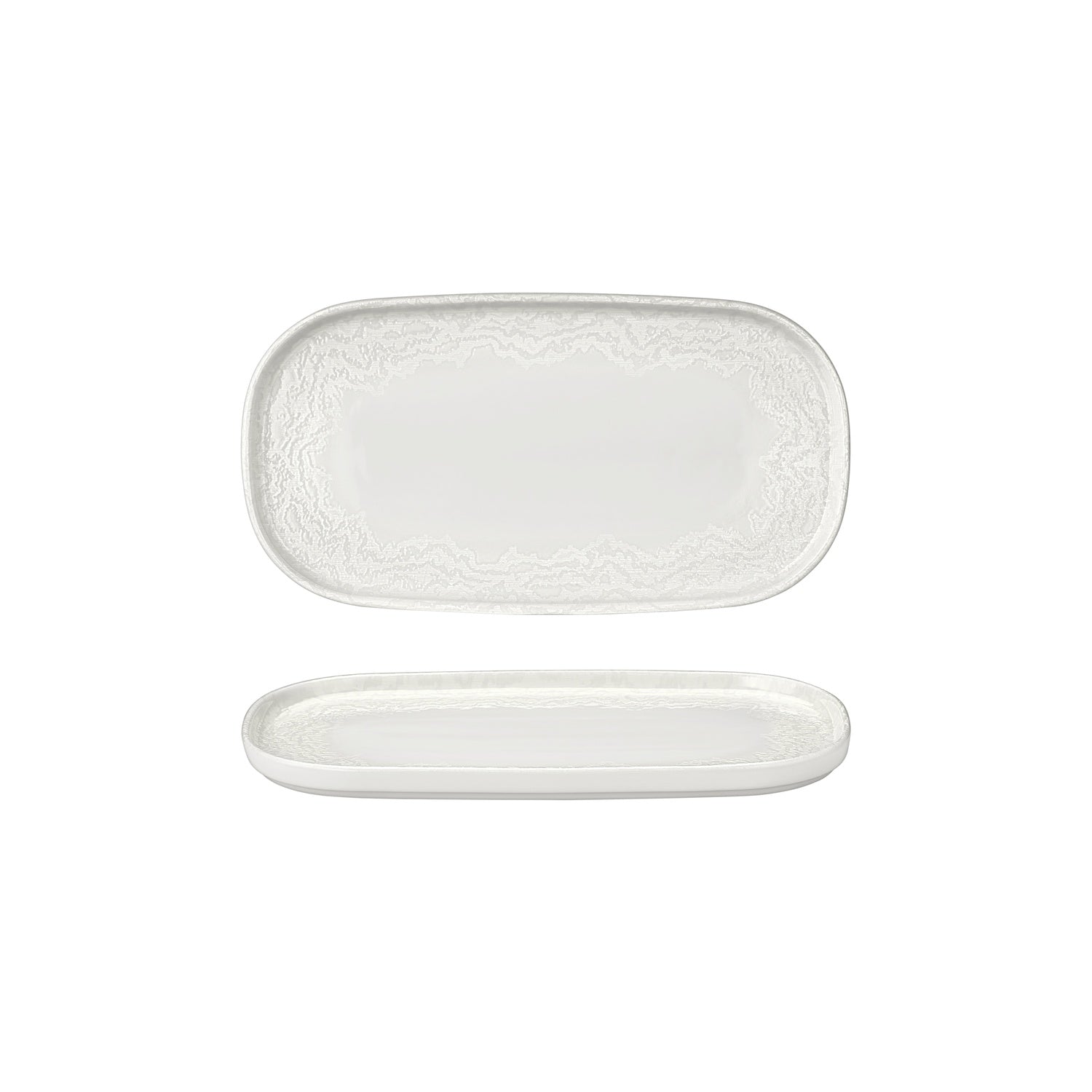 Luzz 11.75" x 6.25" x h:0.75" Oval Warm White Vitrified Platter (1 each)