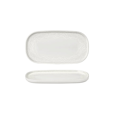 Luzz 11.75" x 6.25" x h:0.75" Oval Warm White Vitrified Platter (1 each)