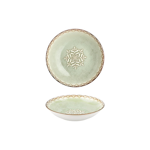 Rome dia.8.25" h:1.25" 27 oz. Round Green Vitrified Deep Plate (Set of 6)