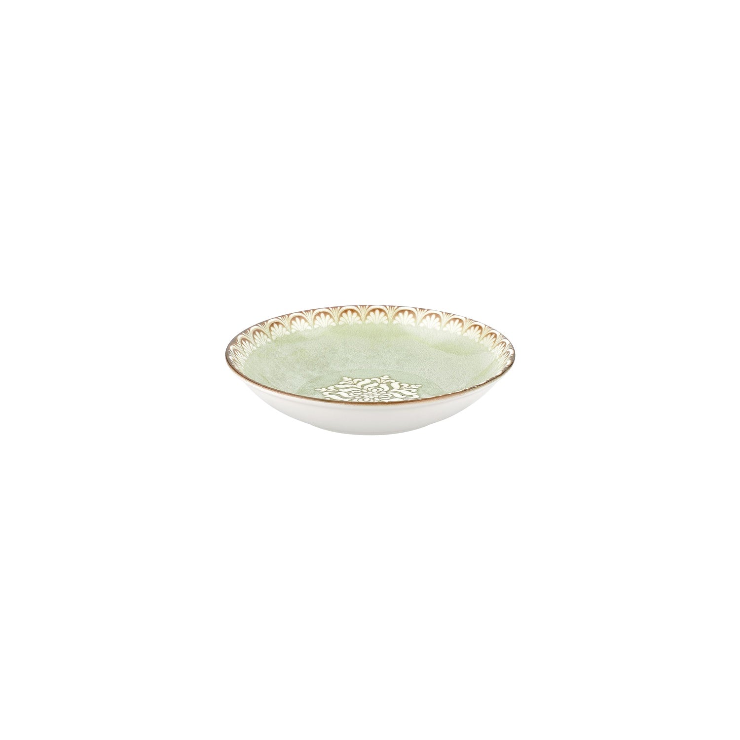 Rome dia.8.25" h:1.25" 27 oz. Round Green Vitrified Deep Plate (Set of 6)