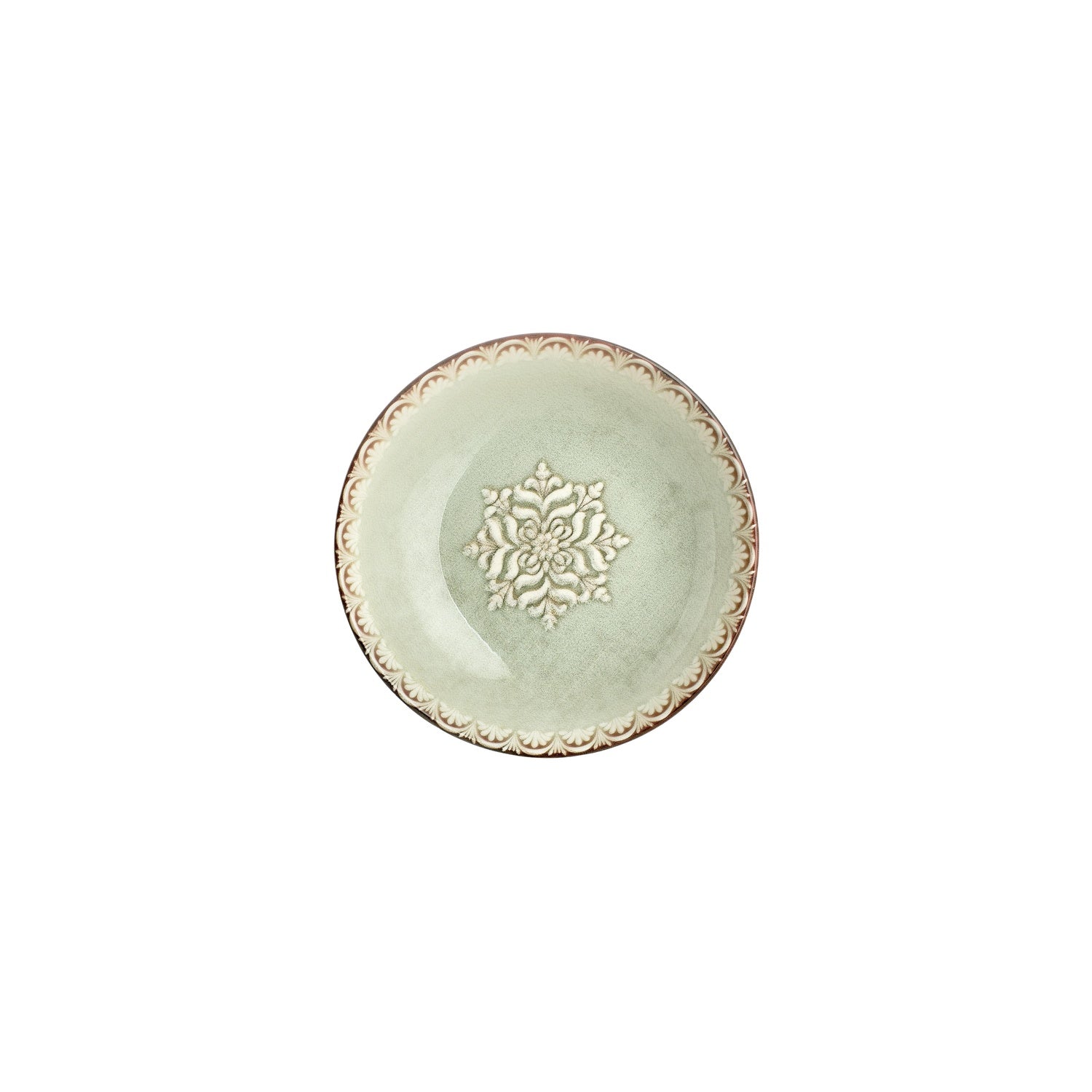 Rome dia.8.25" h:1.25" 27 oz. Round Green Vitrified Deep Plate (Set of 6)