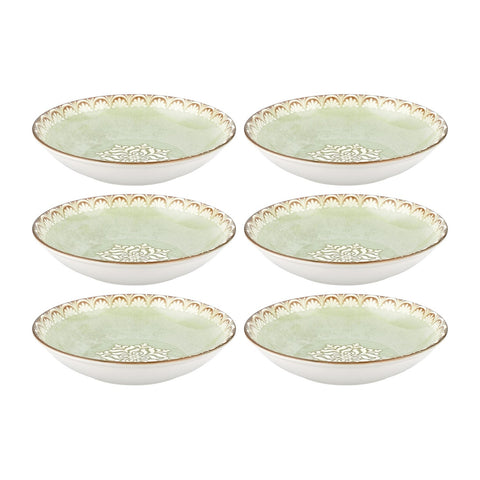 Rome dia.8.25" h:1.25" 27 oz. Round Green Vitrified Deep Plate (Set of 6)