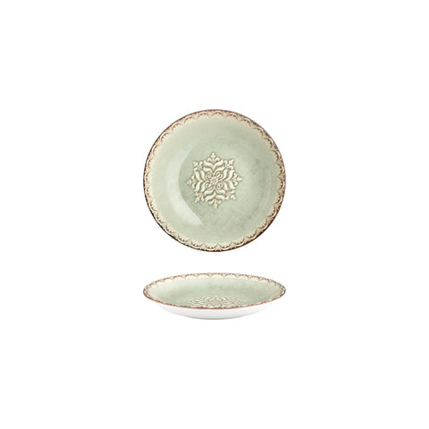 Rome dia.3.5" h:0.75" 2 oz. Round Green Vitrified Deep Plate (Set of 4)