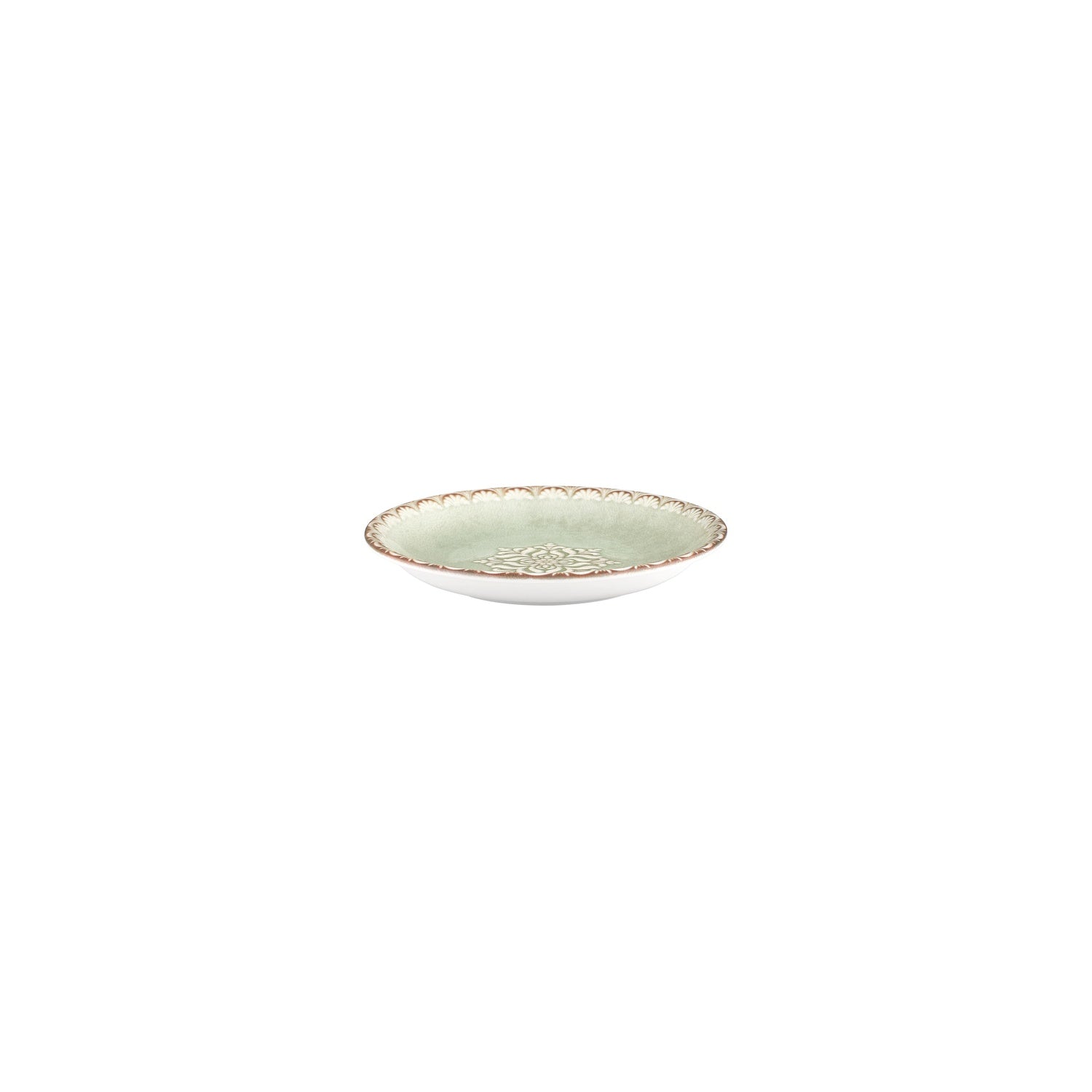Rome dia.3.5" h:0.75" 2 oz. Round Green Vitrified Deep Plate (Set of 4)