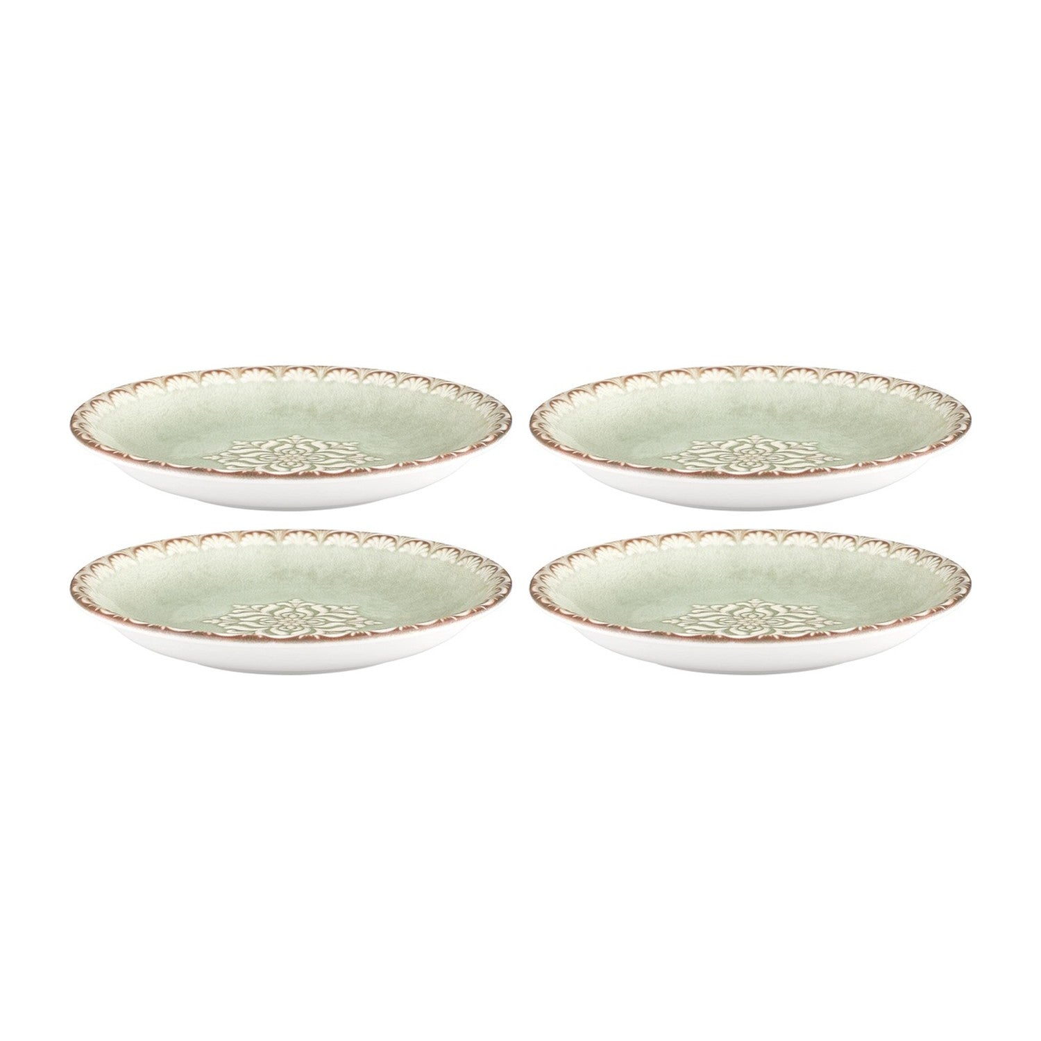 Rome dia.3.5" h:0.75" 2 oz. Round Green Vitrified Deep Plate (Set of 4)