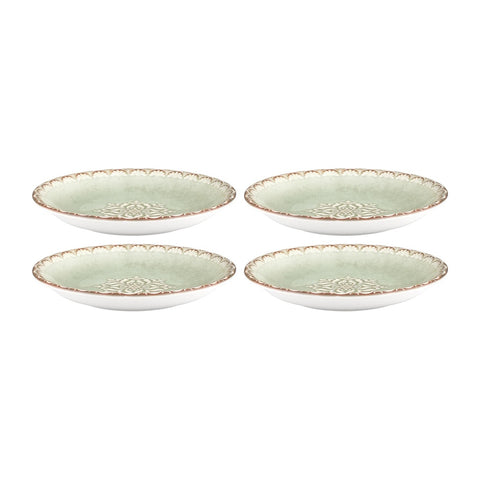 Rome dia.3.5" h:0.75" 2 oz. Round Green Vitrified Deep Plate (Set of 4)
