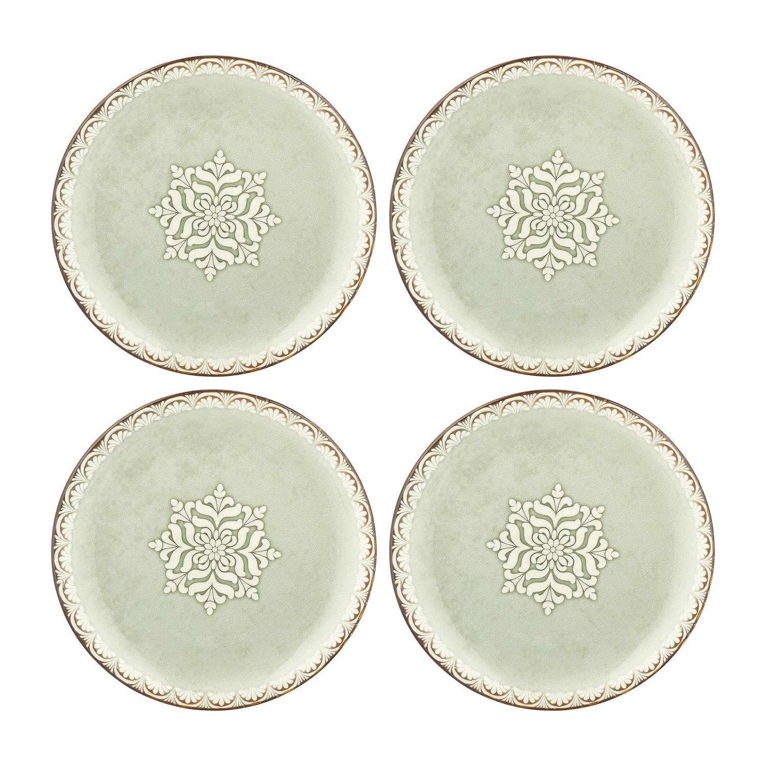 Rome dia.8.25" Round Green Vitrified Plate (Set of 4)