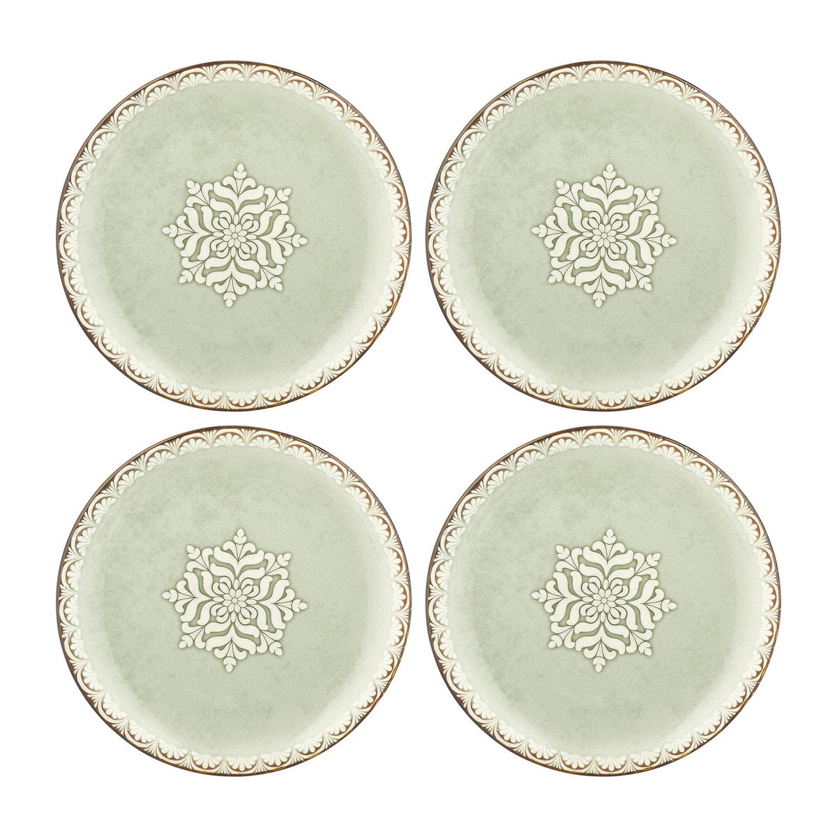Rome dia.8.25" Round Green Vitrified Plate (Set of 4)