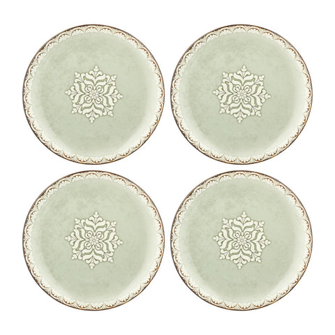 Rome dia.8.25" Round Green Vitrified Plate (Set of 4)