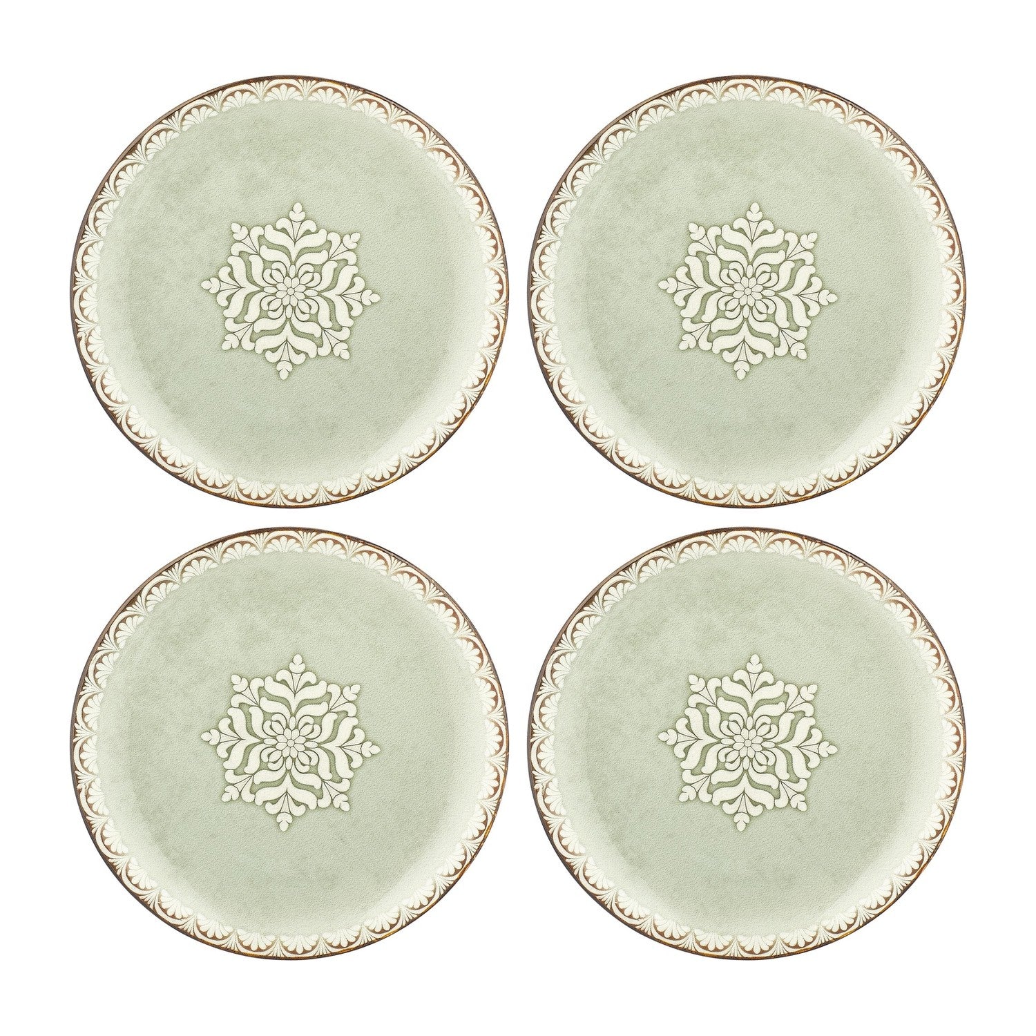 Rome dia.9.75" Round Green Vitrified Plate (Set of 4)