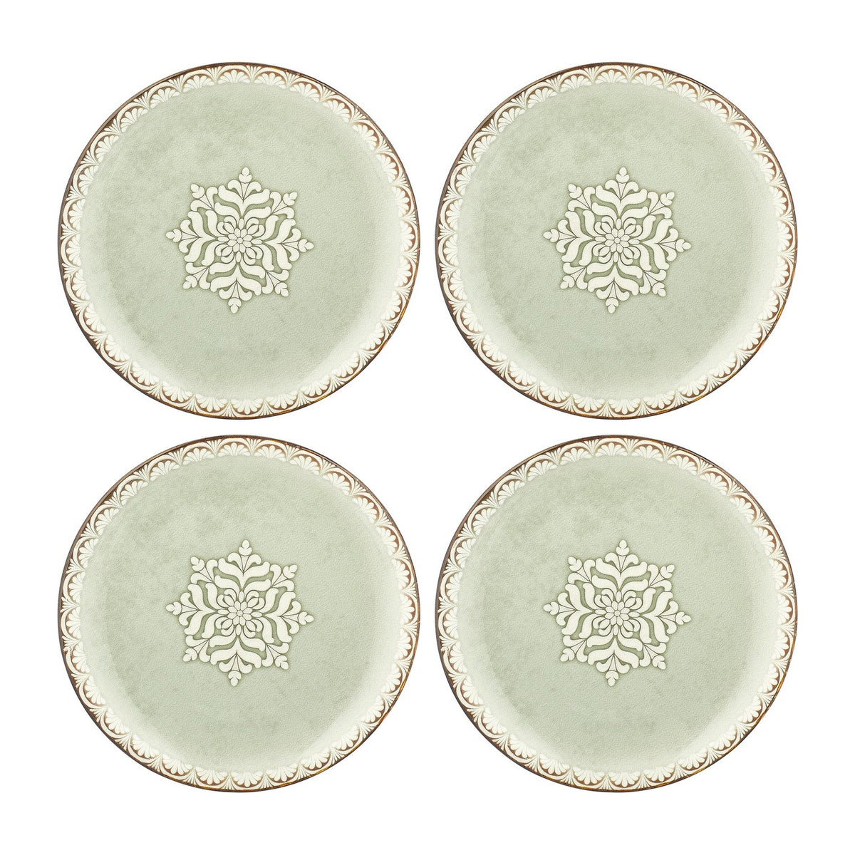 Rome dia.9.75" Round Green Vitrified Plate (Set of 4)