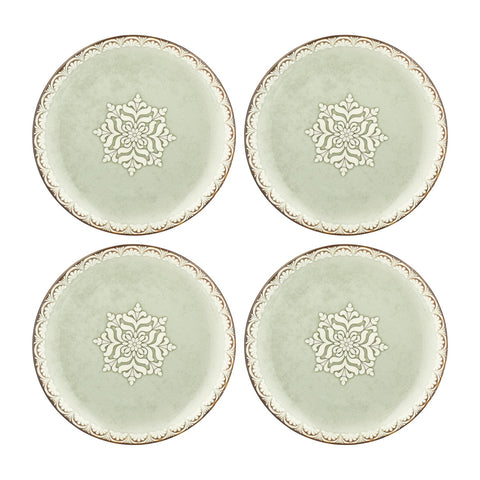 Rome dia.9.75" Round Green Vitrified Plate (Set of 4)