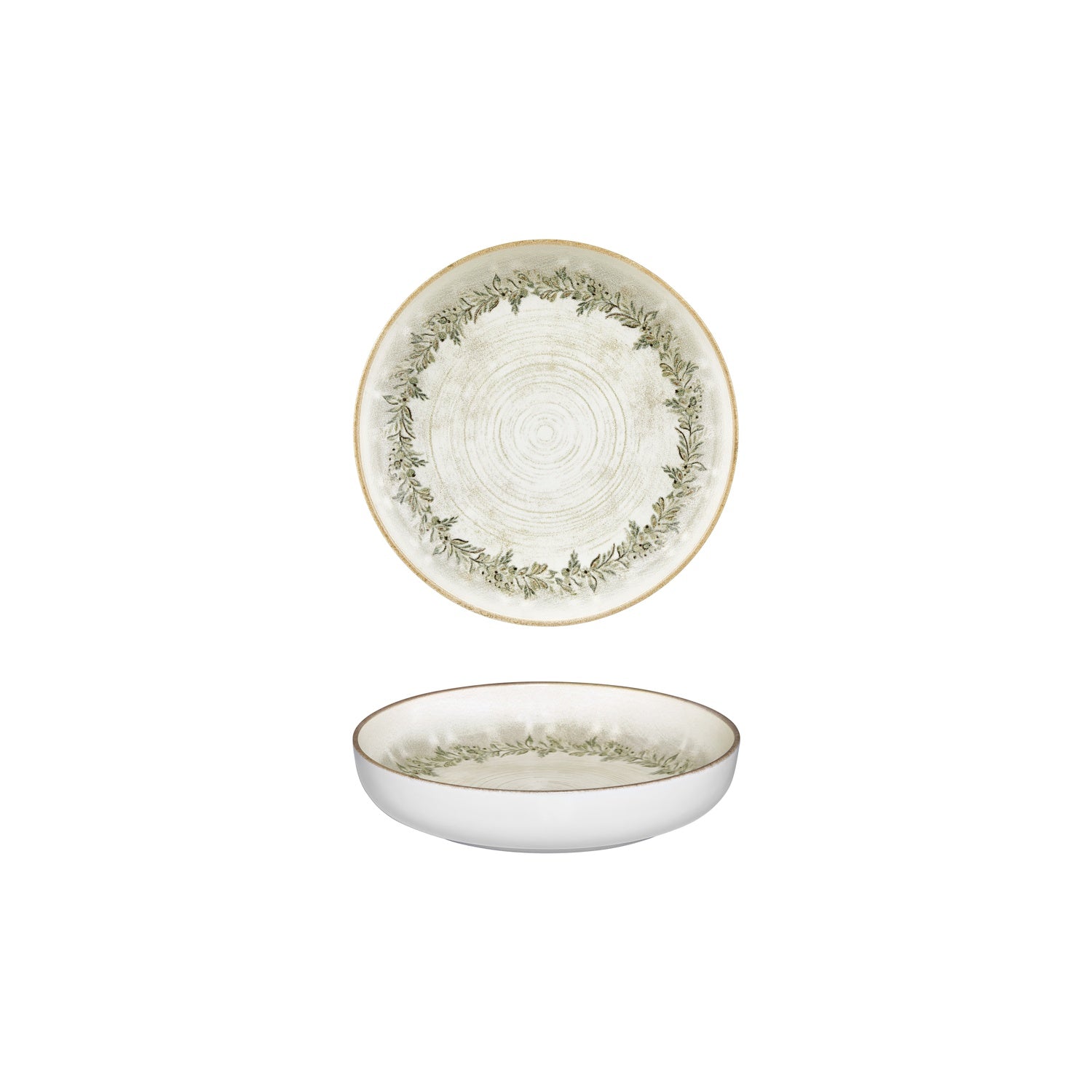 Oliva dia.7.5" h:1.5" 24 oz. Round Green Vitrified Deep Plate (Set of 6)