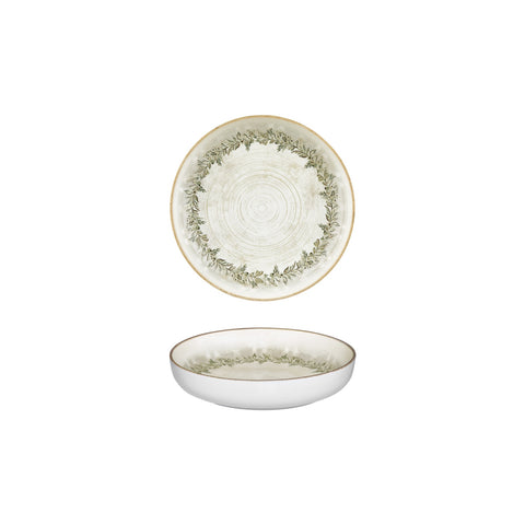 Oliva dia.7.5" h:1.5" 24 oz. Round Green Vitrified Deep Plate (Set of 6)