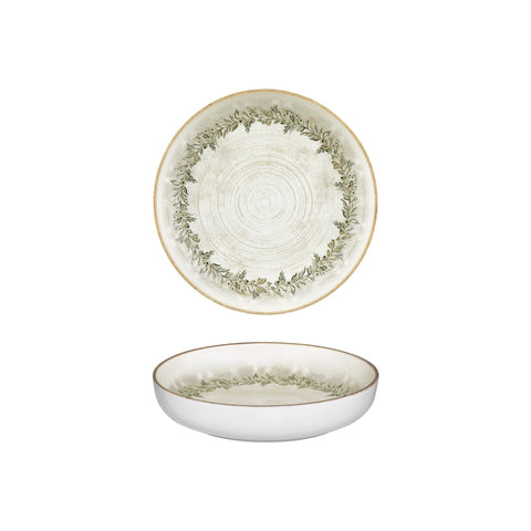 Oliva dia.9" h:2" 42 oz. Round Green Vitrified Deep Plate (Set of 6)