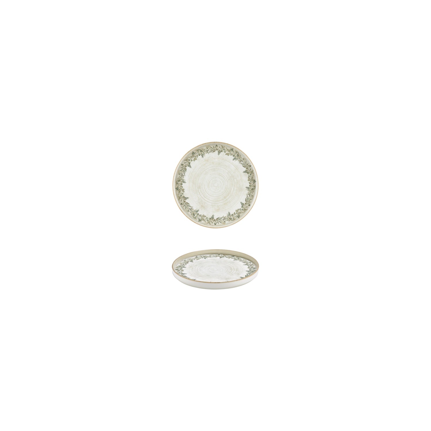 Oliva dia.4.25" h:1" Round Green Vitrified Deep Plate (Set of 4)