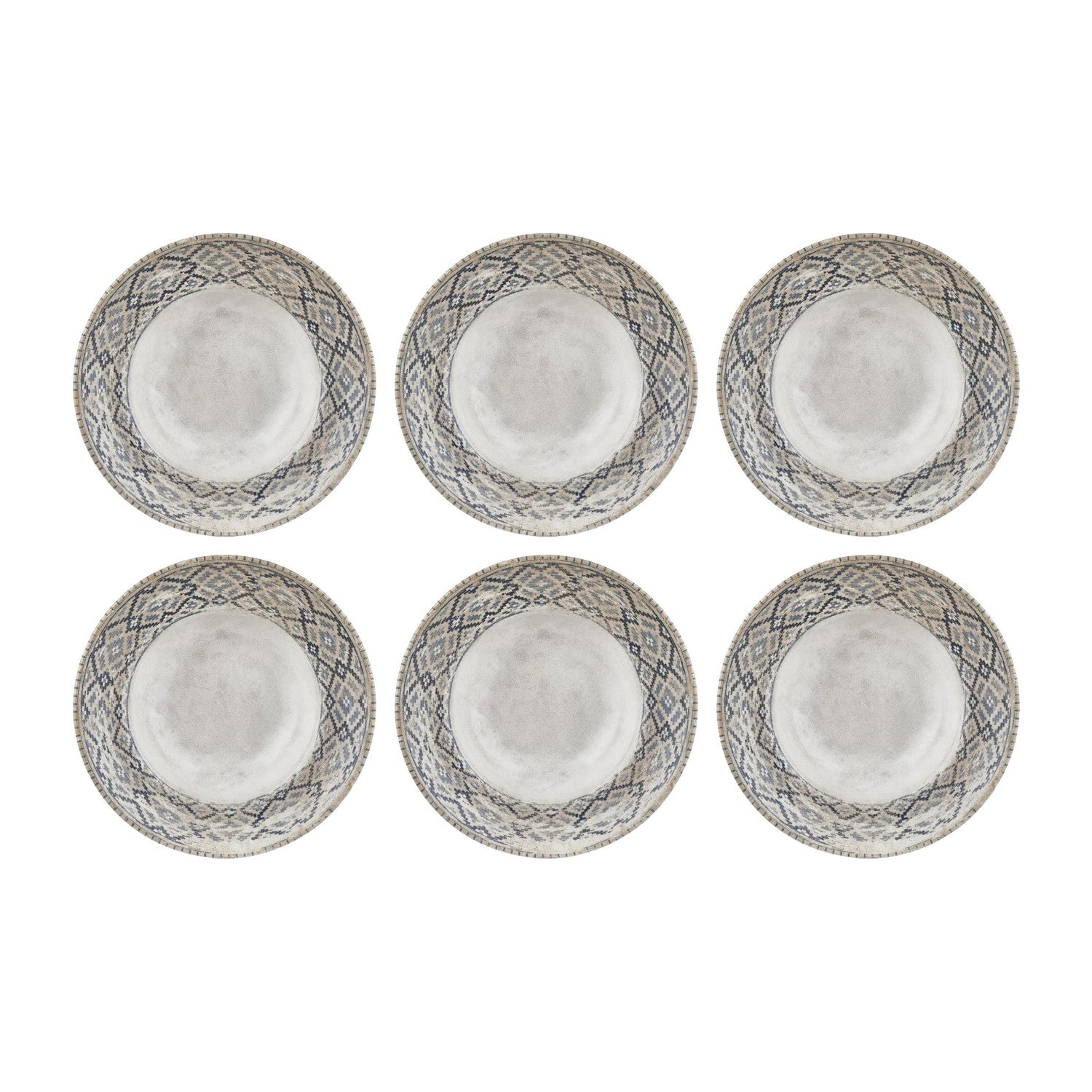 Zafira dia.10.75" h:2.5" 17 oz. Round Beige Vitrified Deep Plate (Set of 6)