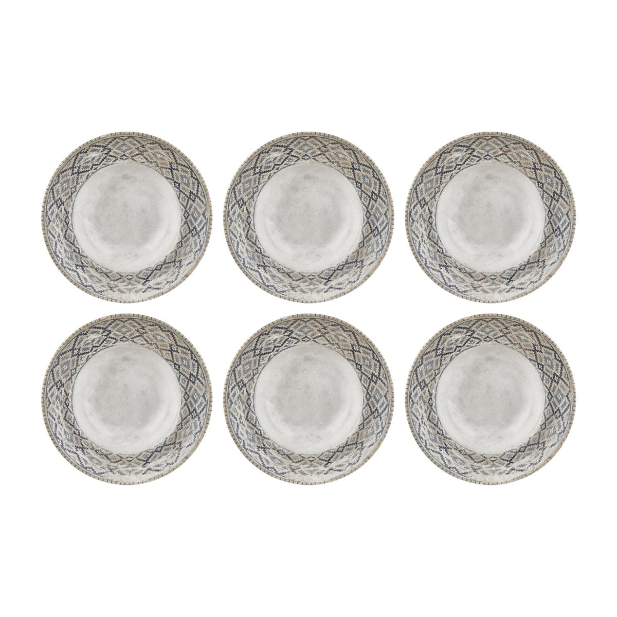 Zafira dia.10.75" h:2.5" 17 oz. Round Beige Vitrified Deep Plate (Set of 6)