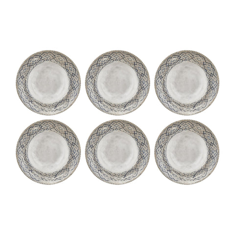 Zafira dia.10.75" h:2.5" 17 oz. Round Beige Vitrified Deep Plate (Set of 6)