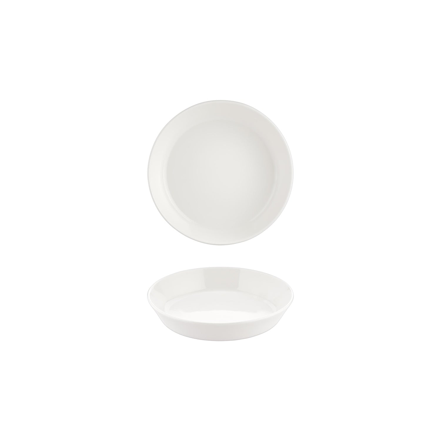 Smooth White dia.5.75" h:1.25" 9 oz. Round Warm White Vitrified Deep Plate (Set of 4)