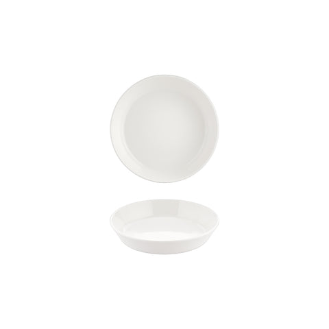 Smooth White dia.5.75" h:1.25" 9 oz. Round Warm White Vitrified Deep Plate (Set of 4)