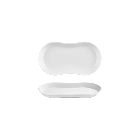 Smooth White 9.5" x 5.5" x h:1" Oval Warm White Vitrified Platter (1 each)