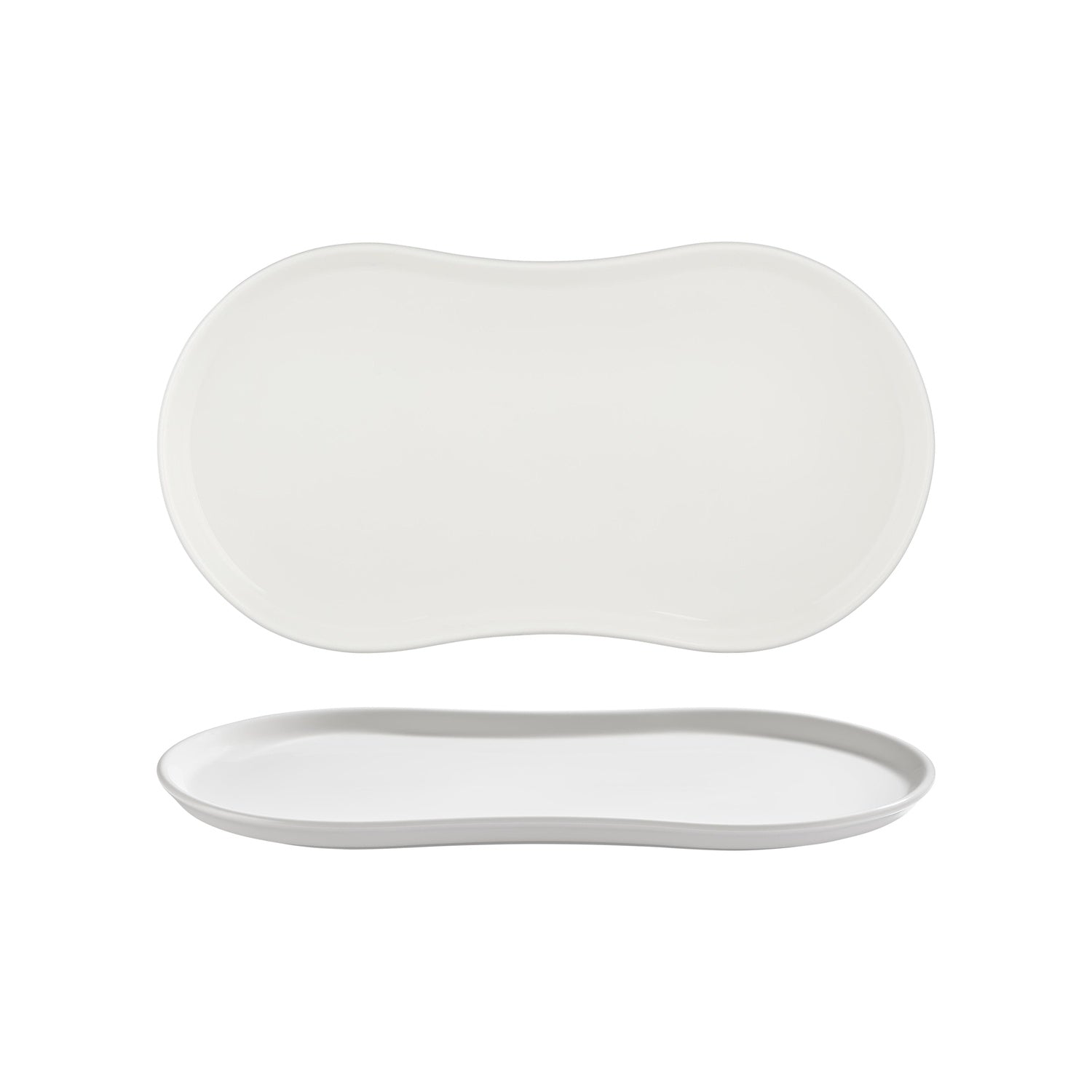 Smooth White 15" x 7.75" x h:0" Rectangular Warm White Vitrified Platter (1 each)