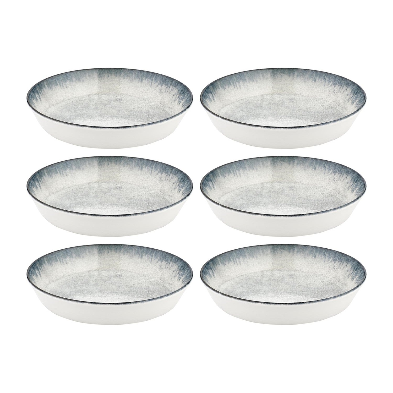 Smooth Ambience Blue dia.7" h:1.5" 20 oz. Round Blue Vitrified Deep Plate (Set of 6)