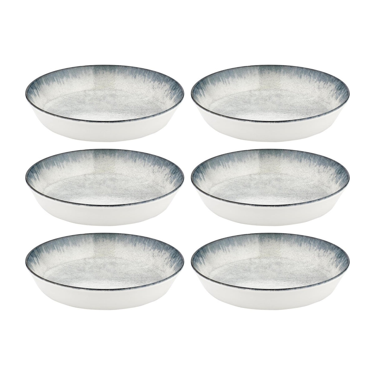Smooth Ambience Blue dia.7" h:1.5" 20 oz. Round Blue Vitrified Deep Plate (Set of 6)