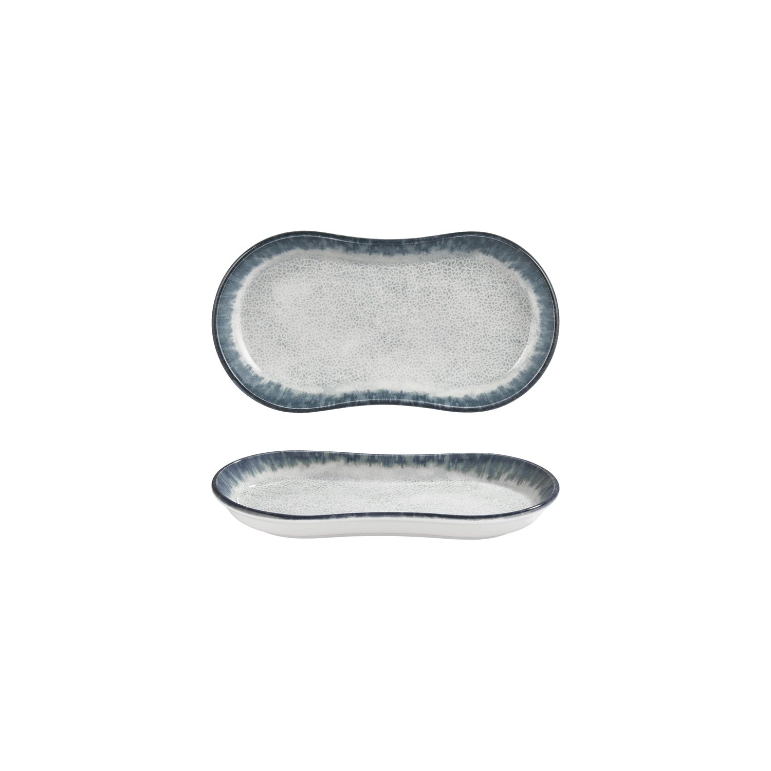 Smooth Ambience Blue 9.5" x 5.5" x h:1" Oval Blue Vitrified Platter (1 each)