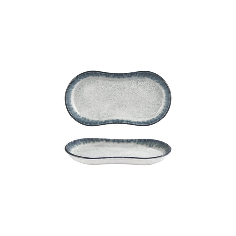 Smooth Ambience Blue 9.5" x 5.5" x h:1" Oval Blue Vitrified Platter (1 each)