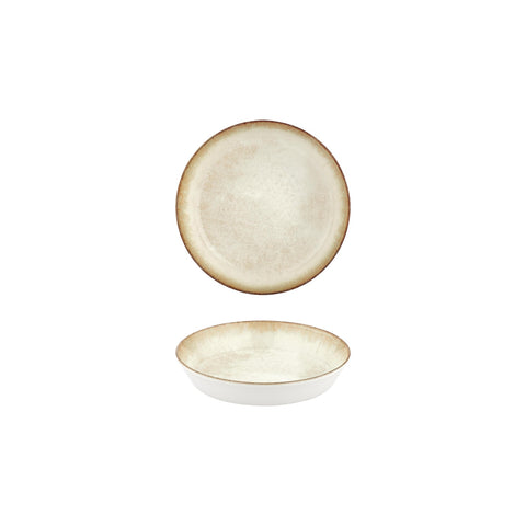 Smooth Ambience Yellow dia.4" h:1" 3 oz. Round Beige Vitrified Deep Plate (Set of 4)