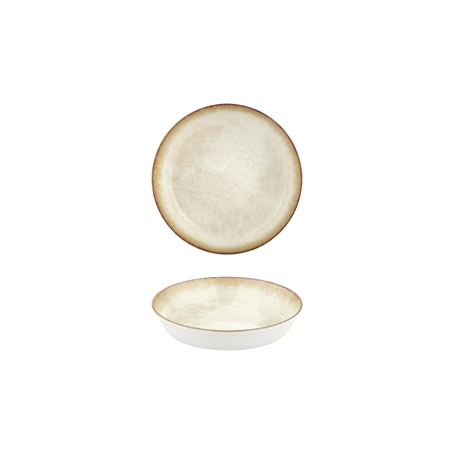 Smooth Ambience Yellow dia.5" h:1.25" 7 oz. Round Beige Vitrified Deep Plate (Set of 4)