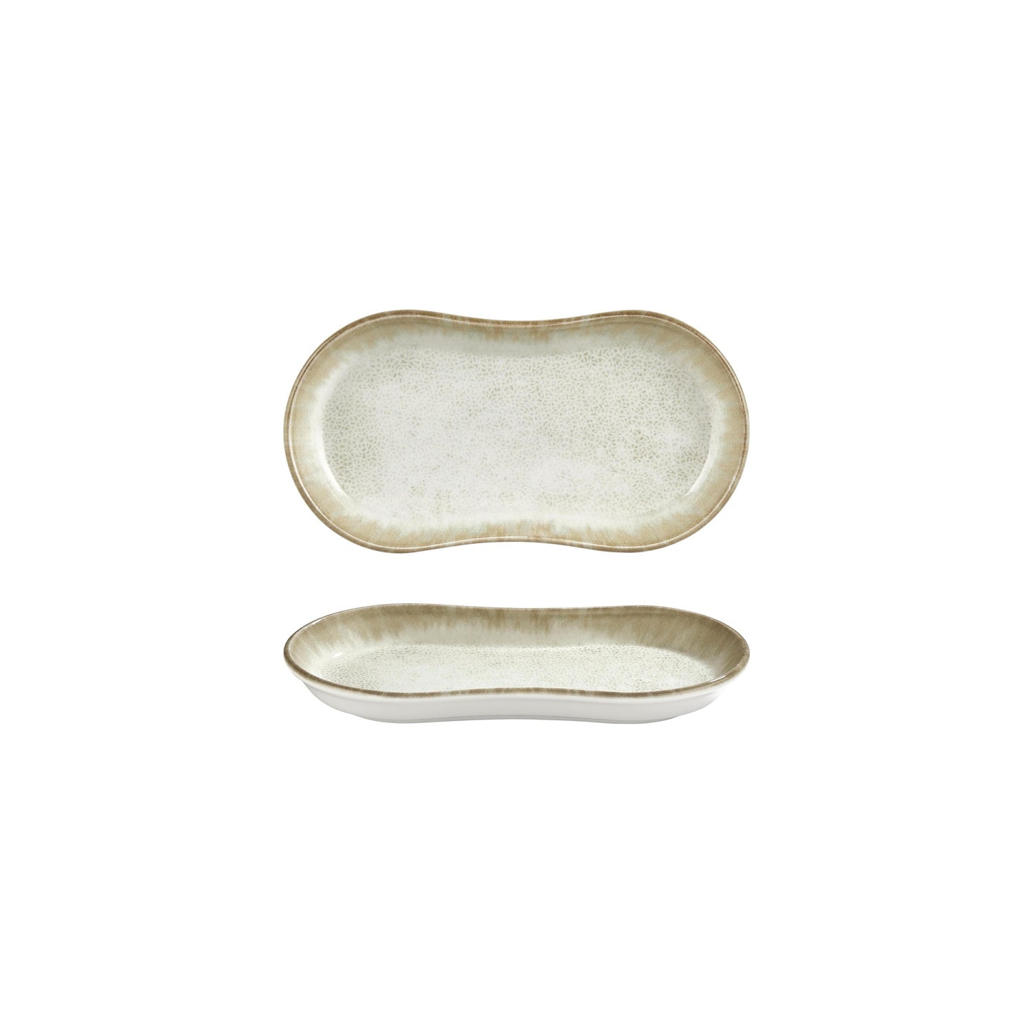 Smooth Ambience Yellow 9.5" x 5.5" x h:1" Oval Beige Vitrified Platter (1 each)