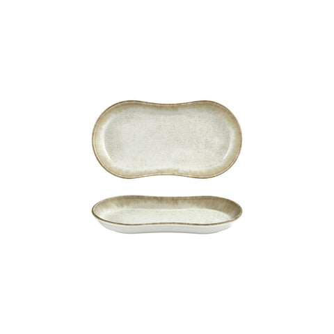 Smooth Ambience Yellow 9.5" x 5.5" x h:1" Oval Beige Vitrified Platter (1 each)