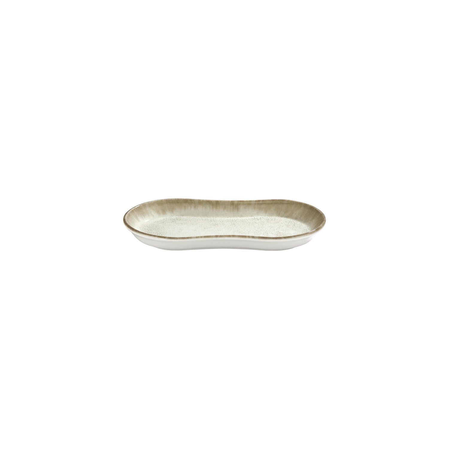 Smooth Ambience Yellow 9.5" x 5.5" x h:1" Oval Beige Vitrified Platter (1 each)