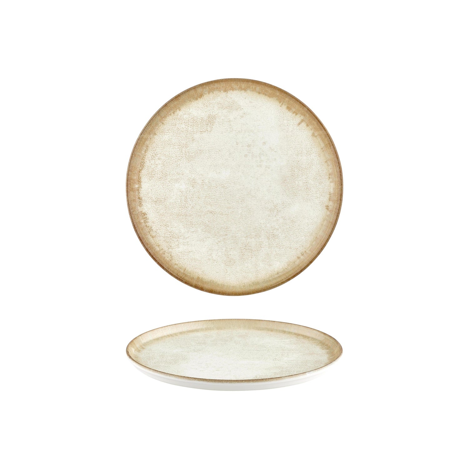 Smooth Ambience Yellow dia.9.75" Round Beige Vitrified Plate (Set of 4)