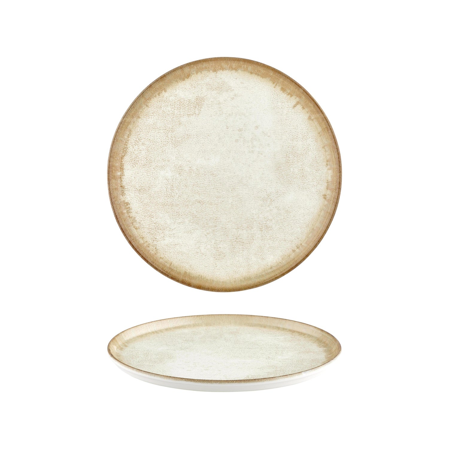 Smooth Ambience Yellow dia.11" Round Beige Vitrified Plate (Set of 4)